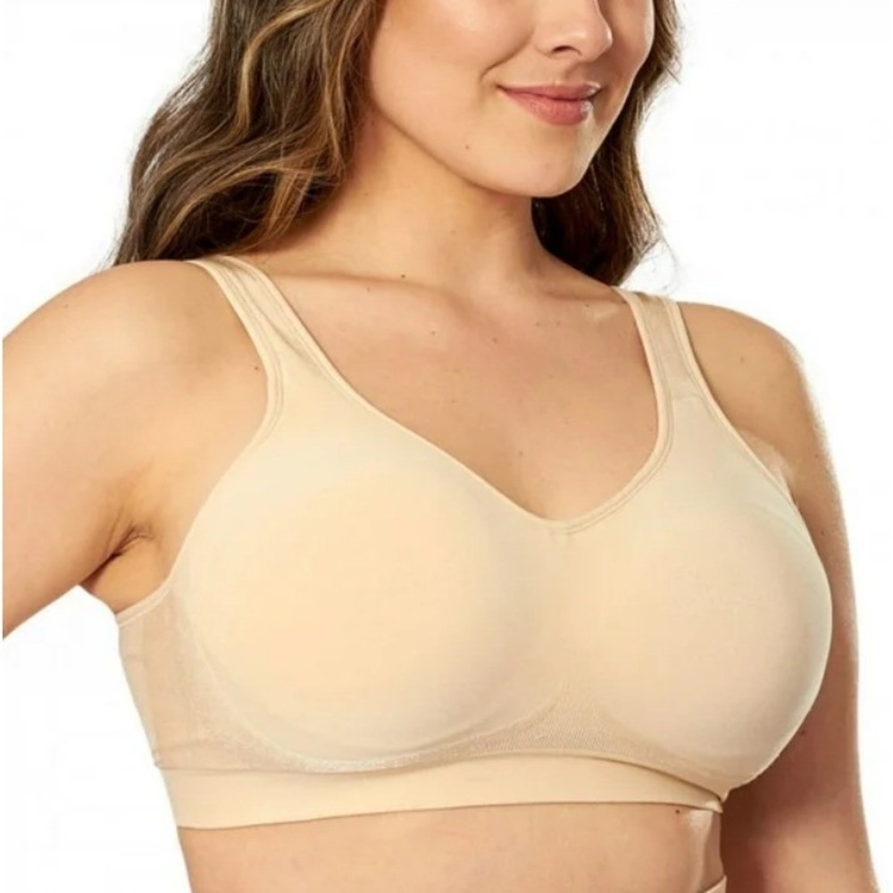 Truekind Women's Beige Breathable‎ Daily Comfort Wireless Shaper Bra NWOT Size L